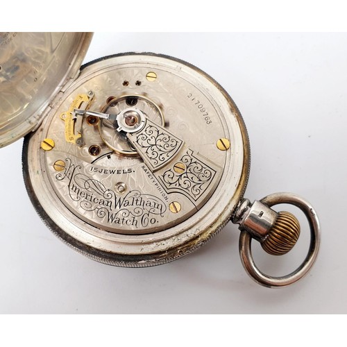 17 - A Waltham pocket watch in a hallmarked silver case, diameter 5.5cm, Birmingham 1923. UK shipping £14... 