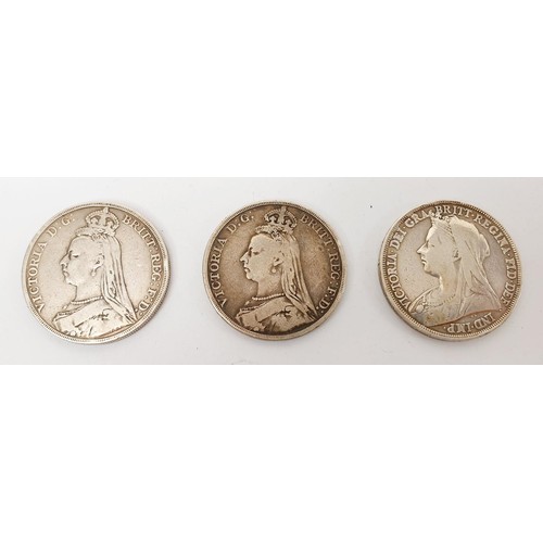 20 - Three Victorian crowns: 1889, 1892 and 1897. UK shipping £14.