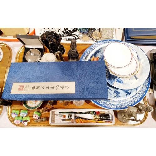 54 - A tray of assorted including two Delfts Blauw chargers, diameter 30cm. No shipping. Arrange collecti... 