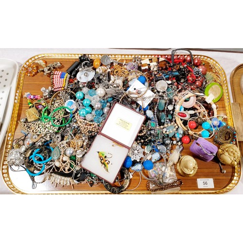 56 - A tray of costume jewellery. UK shipping £14.