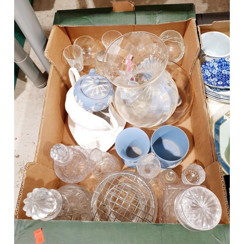 80 - Two boxes of ceramics and assorted including Wedgwood Jasperware. No shipping. Arrange collection or... 