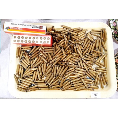 88 - A quantity of spent 222 calibre brass shells. UK shipping £14.