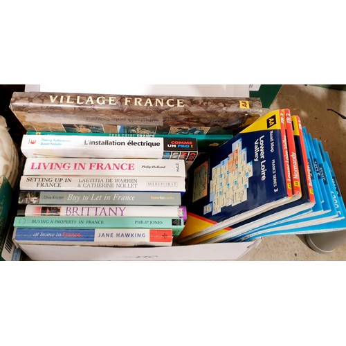 104 - A box of assorted and books on living in France. No shipping. Arrange collection or your own packer ... 