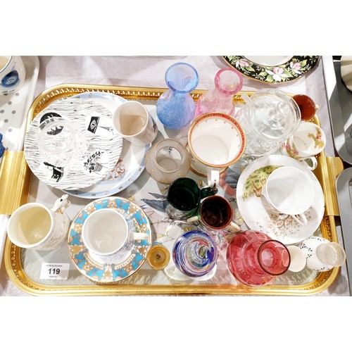 119 - A tray of ceramics and glass including a Homemaker saucer. No shipping. Arrange collection or your o... 