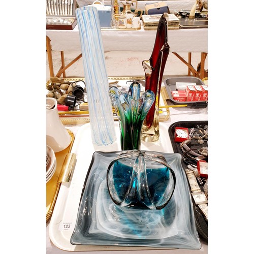 123 - A tray of Art Glass, the tallest 41cm. No shipping. Arrange collection or your own packer and shippe... 