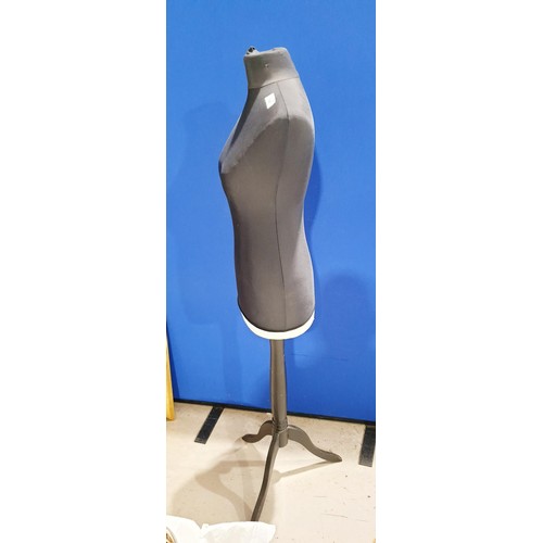 142 - Polystyrene tailor's dummy on a wooden stand, height 143cm. No shipping. Arrange collection or your ... 