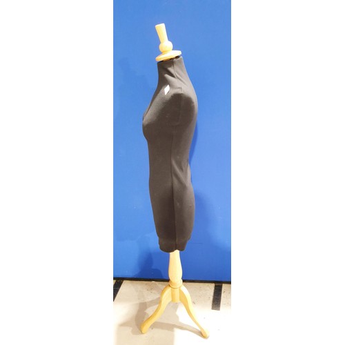 143 - Polystyrene tailor's dummy on a wooden stand, height 151cm. No shipping. Arrange collection or your ... 