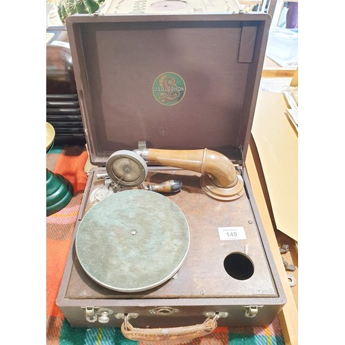 145 - A Parlophon gramaphone together with a selection of 78s. No shipping. Arrange collection or your own... 