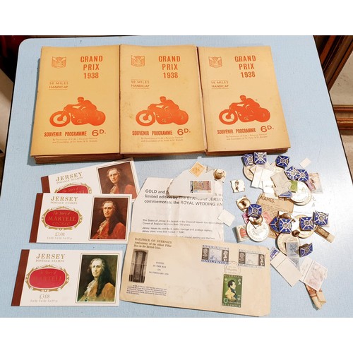 171 - A selection of motorbike Grand Prix programmes each 1938 together with commemorative crowns and asso... 