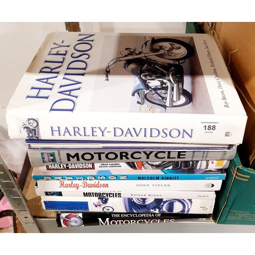 188 - Nine books on motorbikes including Harley Davison. UK shipping £14.