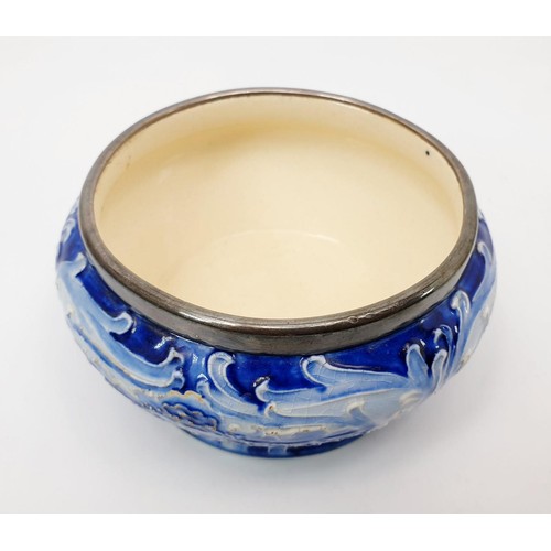 236 - A Moorcroft Macintyre Florian Ware bowl with silver plated rim, diameter 12cm. No shipping. Arrange ... 