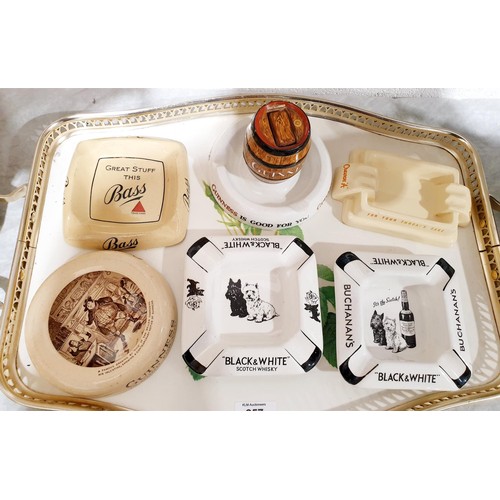 257 - Six vintage pub advertising ashtrays including Guinness. UK shipping £14.