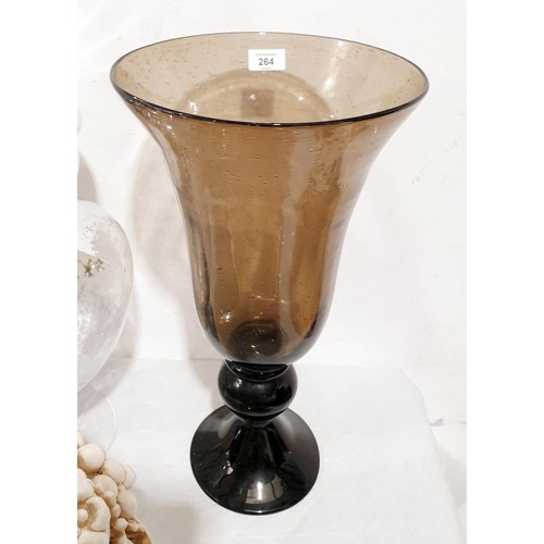 264 - A large smokey glass vase, height 49cm. No shipping. Arrange collection or your own packer and shipp... 