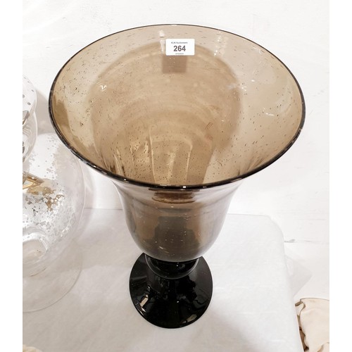 264 - A large smokey glass vase, height 49cm. No shipping. Arrange collection or your own packer and shipp... 