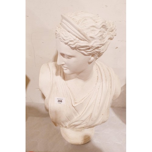 266 - A plaster female classical bust, height 53cm. No shipping. Arrange collection or your own packer and... 