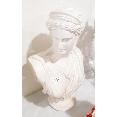 266 - A plaster female classical bust, height 53cm. No shipping. Arrange collection or your own packer and... 