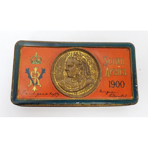 277 - A Boer War commemorative tin of chocolate with contents. UK shipping £14.