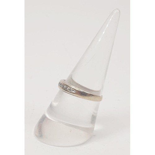 16 - A hallmarked 9ct white gold and diamond half eternity ring, .25ct of diamond, gross weight 2.1g, siz... 