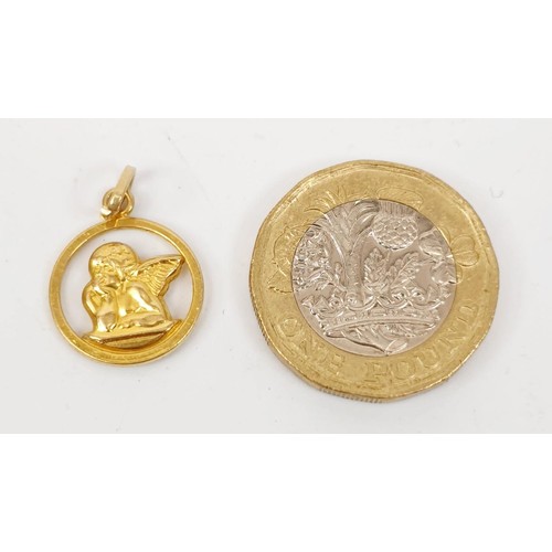 35 - A 9ct gold cherub pendant, weight 0.9g. UK shipping £14.