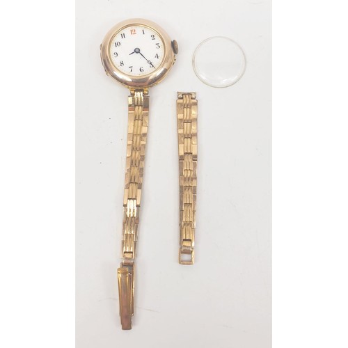 44 - A vintage ladies cocktail watch in a hallmarked 9ct gold case on a gold plated bracelet. UK shipping... 