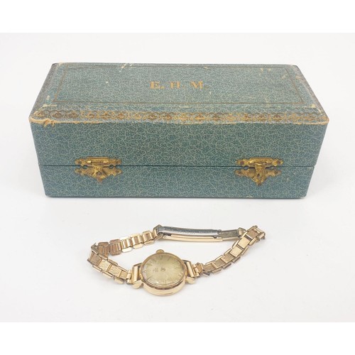 45 - A vintage ladies Tudor Royal cocktail wrist watch in a hallmarked 9ct gold case on a a gold plated b... 