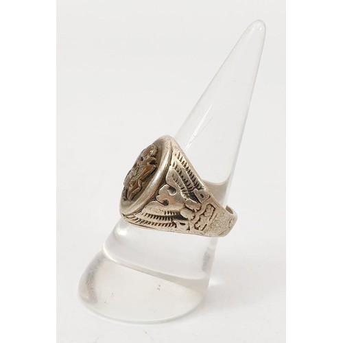 58 - A Taylor Maid sterling silver USA seal ring, size Q, weight 11g. UK shipping £14.