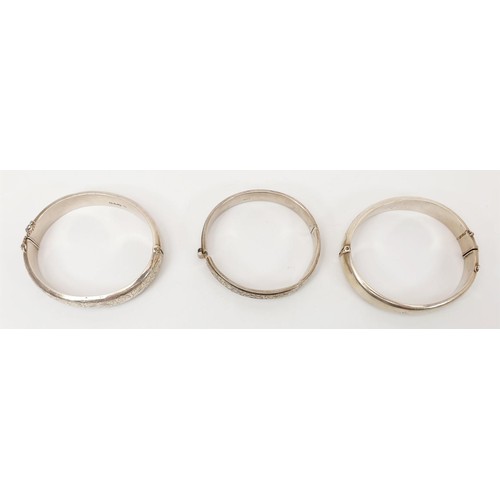 17 - Three silver bangles each A/F, weight 53g. UK shipping £14.