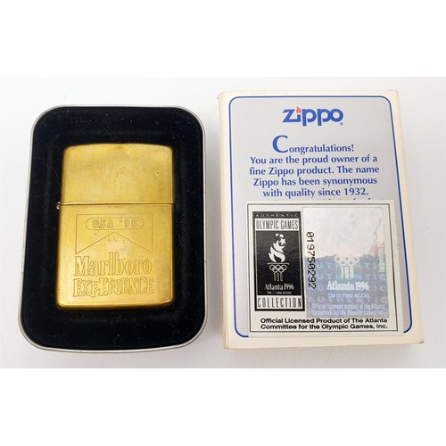 51 - Two Zippo lighters, one for France 98 World Cup and one for USA 96 Atlanta Olympics both in original... 