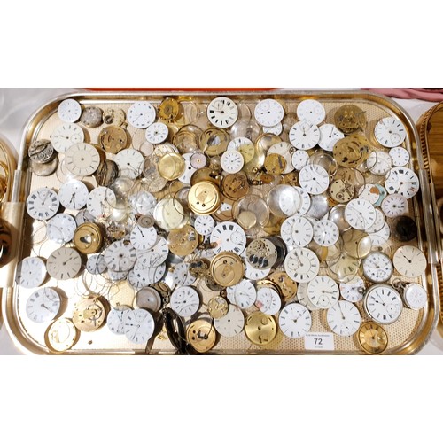 72 - A quantity of pocket watch movements and crystals. No international shipping.
