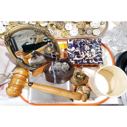 81 - A tray of assorted including a silver plated cigarette box. No shipping. Arrange collection or your ... 