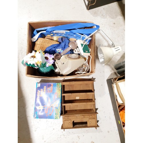 93 - A box of assorted including a vintage telephone and desk lamp. No Shipping. Arrange collection or yo... 