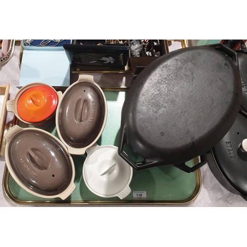 118 - Four pieces of new Le Creuset cookware and four pieces of Aga cookware. No shipping. Arrange collect... 