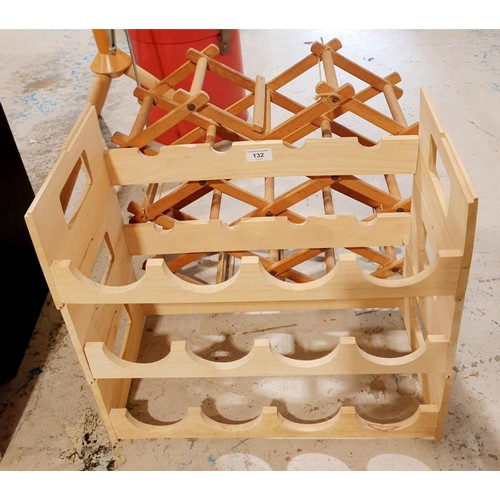 132 - A vintage eight bottle wine rack and a four width three tier wine rack. No shipping. Arrange collect... 