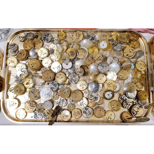 72 - A quantity of pocket watch movements and crystals. No international shipping.