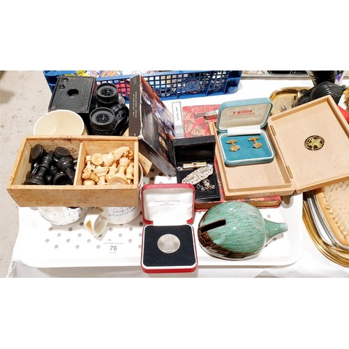 76 - A tray of assorted including four decorative tiles. No Shipping. Arrange collection or your own pack... 