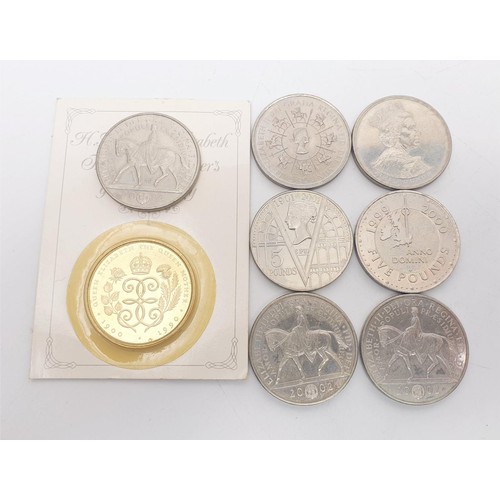 28 - Eight £5 coins. No international shipping.