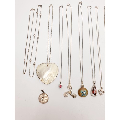 15 - A selection of silver necklaces. No international shipping.