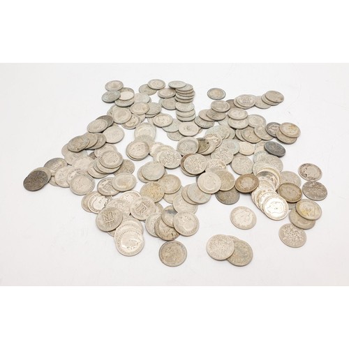 22 - A quantity of 1920-1946 silver content sixpence coins, weight 491g. No international shipping.