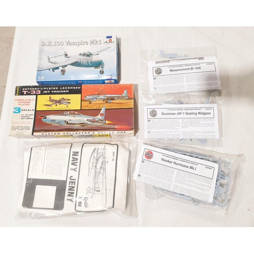 89 - Two vintage boxed model aeroplane kits and several loose Airfix model kits. No shipping. Arrange col... 