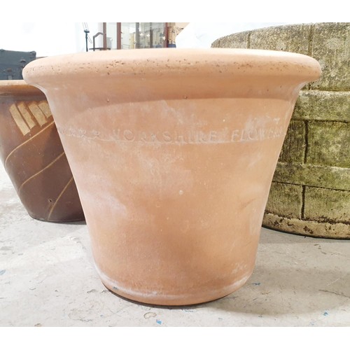 123 - Three ceramic garden planters and one concrete planter, diameter 44cm. No shipping. Arrange collecti... 