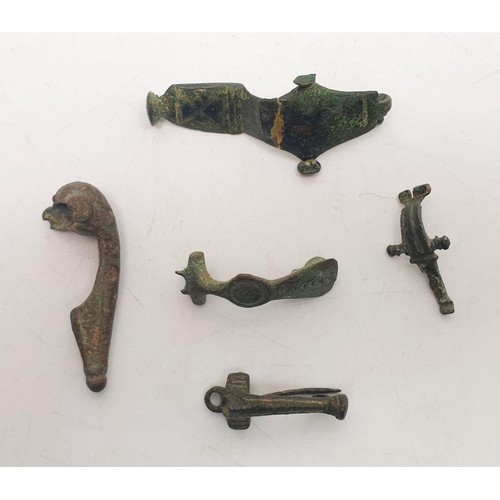 175 - Five ancient Roman bronze brooches. No international shipping.