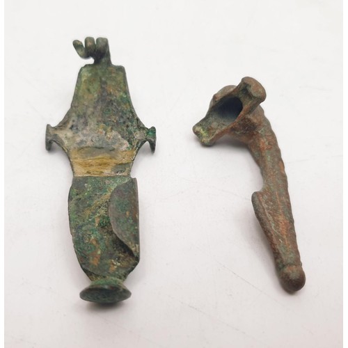 175 - Five ancient Roman bronze brooches. No international shipping.