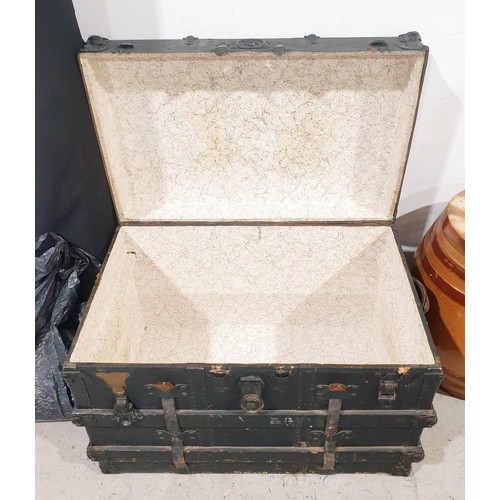 202 - An antique wooden chest with owners name Warrant Officer Simpson, J, F, RAF, 83.5x53.5x58.5cm. No sh... 