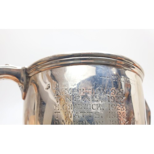 13 - A hallmarked silver twin handled trophy, A/F, height 152mm, gross weight 358g, hallmark rubbed. No i... 