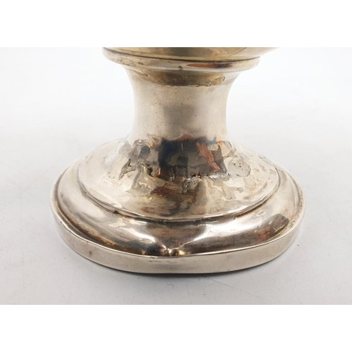 13 - A hallmarked silver twin handled trophy, A/F, height 152mm, gross weight 358g, hallmark rubbed. No i... 