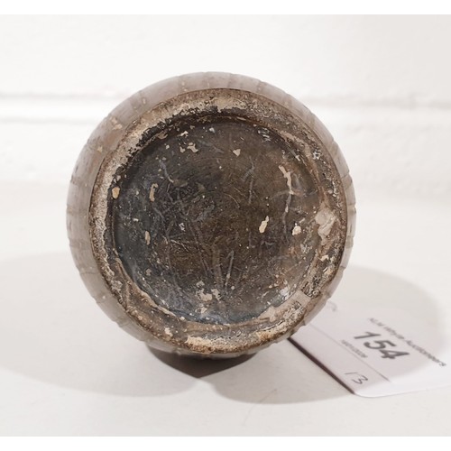 154 - An ancient ceramic Apulian/Greek Oinochoe, having ribbed body and trefoil mouth, height 13cm. No shi... 