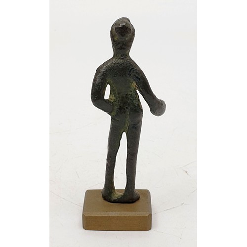 168 - An ancient Roman bronze sculpture depicting Hercules, lion's mane mantel and left hand on his hip, h... 