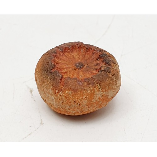 178 - A metal Roman sling shot, length 4cm together with a Roman terracotta artifact. No shipping. Arrange... 