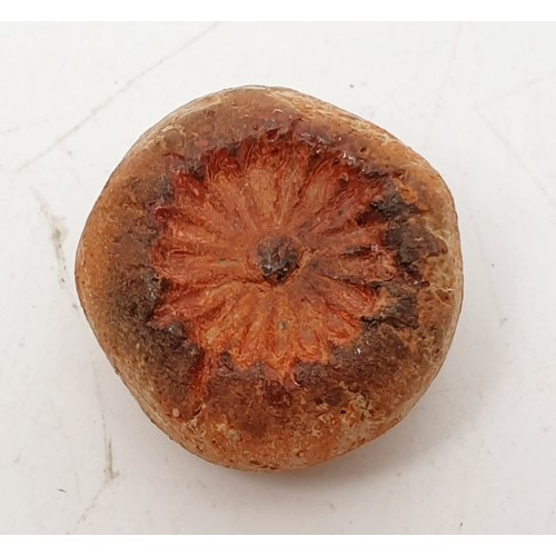 178 - A metal Roman sling shot, length 4cm together with a Roman terracotta artifact. No shipping. Arrange... 