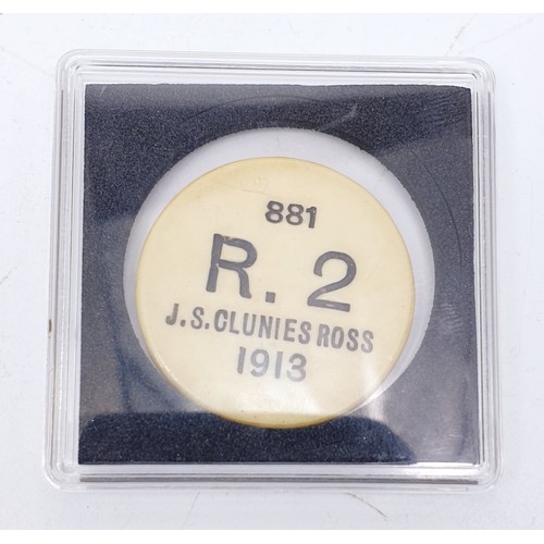 211 - AUSTRALIA. KEELING AND COCOS ISLANDS. Emergency coinage.
Plastic Ivorine 2 Rupee, 1913.
Obv: KEELING... 